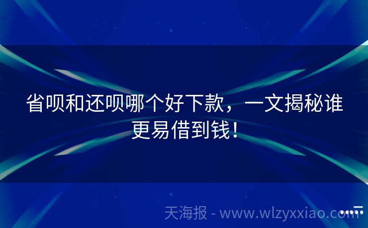 省呗和还呗哪个好下款，一文揭秘谁更易借到钱！