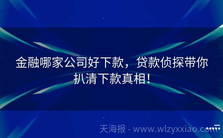 金融哪家公司好下款，贷款侦探带你扒清下款真相！