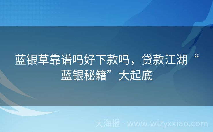 蓝银草靠谱吗好下款吗，贷款江湖“蓝银秘籍”大起底