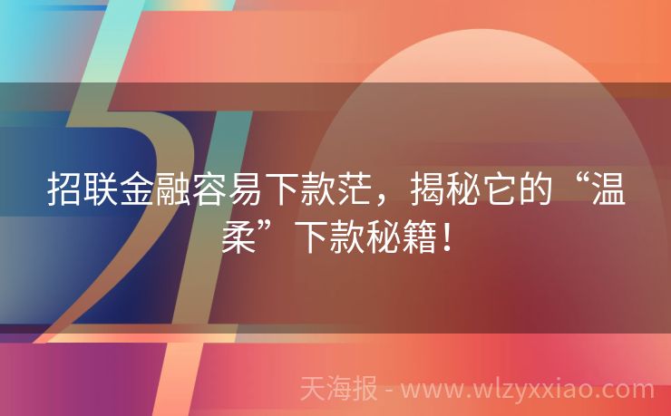 招联金融容易下款茫，揭秘它的“温柔”下款秘籍！