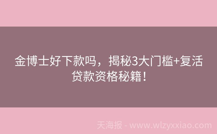 金博士好下款吗，揭秘3大门槛+复活贷款资格秘籍！