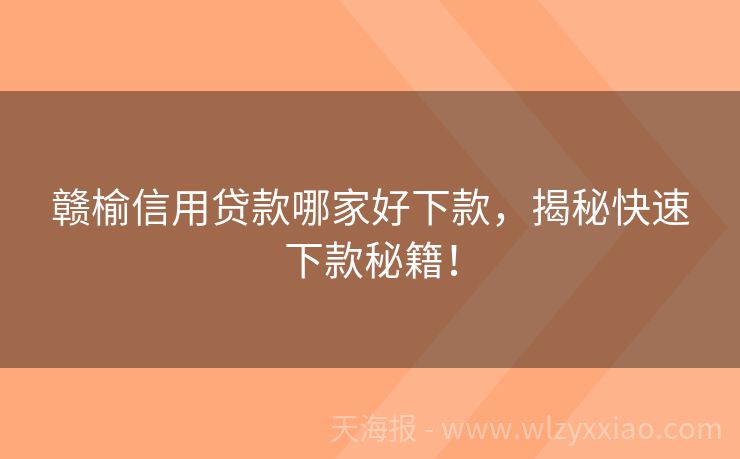 赣榆信用贷款哪家好下款，揭秘快速下款秘籍！