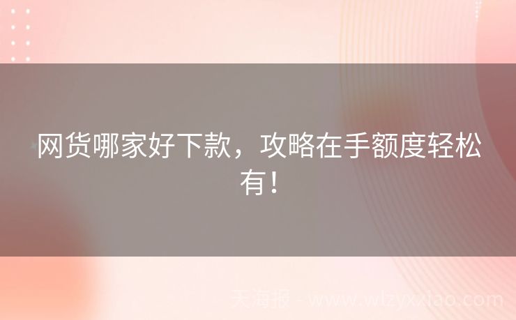 网货哪家好下款，攻略在手额度轻松有！