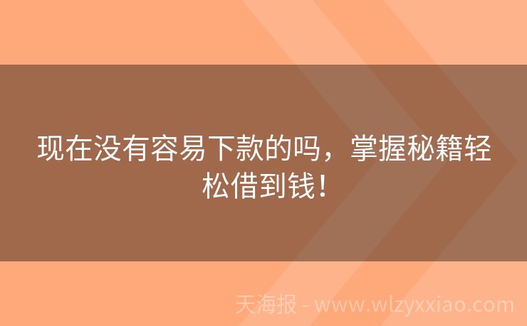 现在没有容易下款的吗，掌握秘籍轻松借到钱！