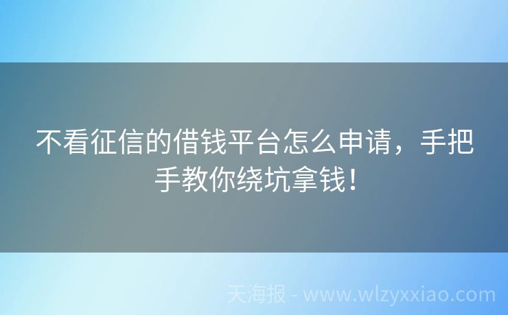 不看征信的借钱平台怎么申请，手把手教你绕坑拿钱！