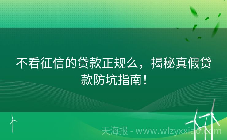 不看征信的贷款正规么，揭秘真假贷款防坑指南！