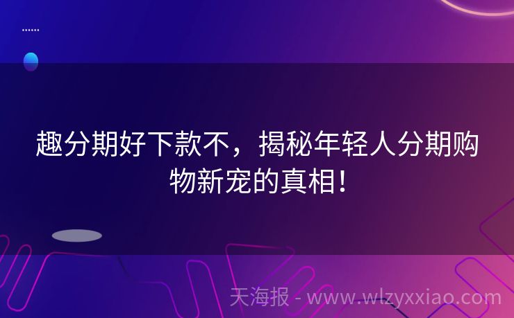 趣分期好下款不，揭秘年轻人分期购物新宠的真相！
