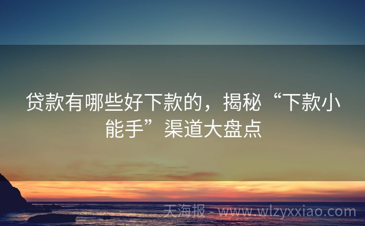 贷款有哪些好下款的，揭秘“下款小能手”渠道大盘点