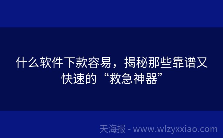 什么软件下款容易，揭秘那些靠谱又快速的“救急神器”