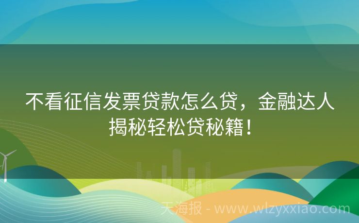 不看征信发票贷款怎么贷，金融达人揭秘轻松贷秘籍！