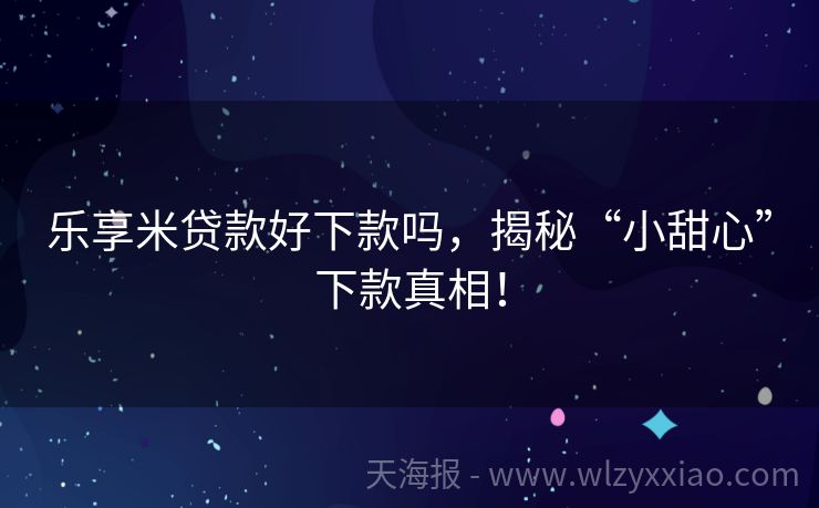 乐享米贷款好下款吗，揭秘“小甜心”下款真相！