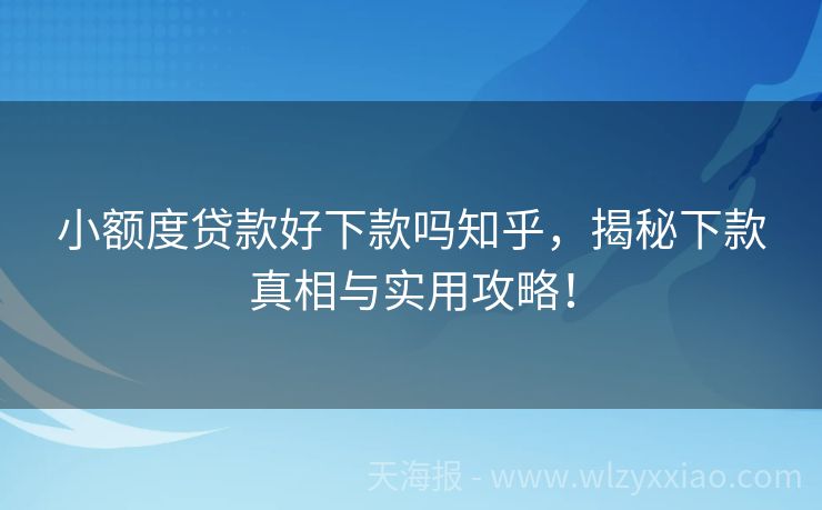 小额度贷款好下款吗知乎，揭秘下款真相与实用攻略！
