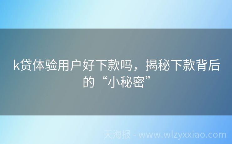 k贷体验用户好下款吗，揭秘下款背后的“小秘密”