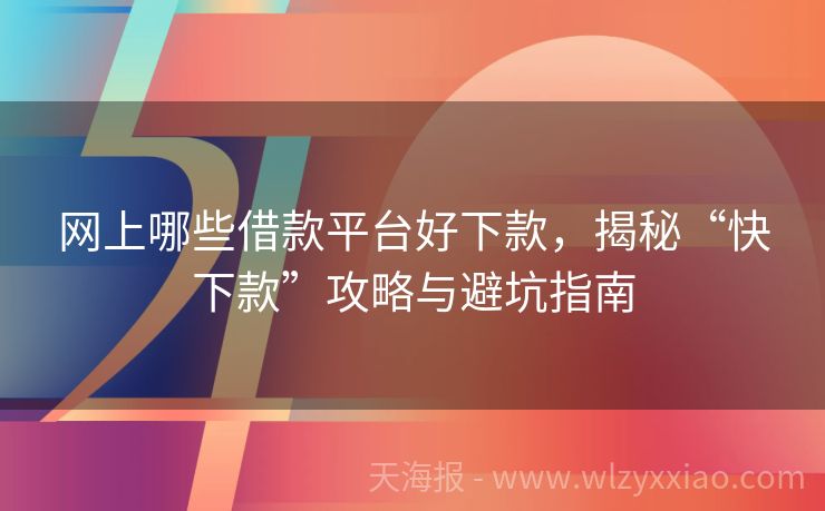 网上哪些借款平台好下款，揭秘“快下款”攻略与避坑指南