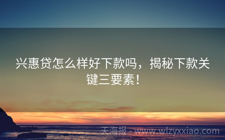 兴惠贷怎么样好下款吗，揭秘下款关键三要素！