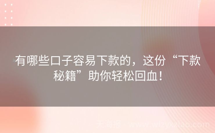 有哪些口子容易下款的，这份“下款秘籍”助你轻松回血！