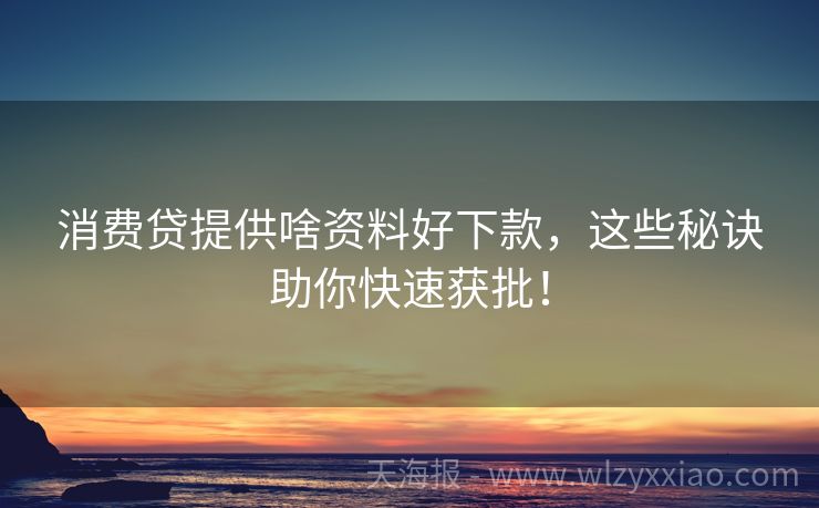 消费贷提供啥资料好下款，这些秘诀助你快速获批！
