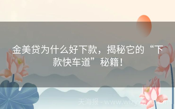 金美贷为什么好下款，揭秘它的“下款快车道”秘籍！