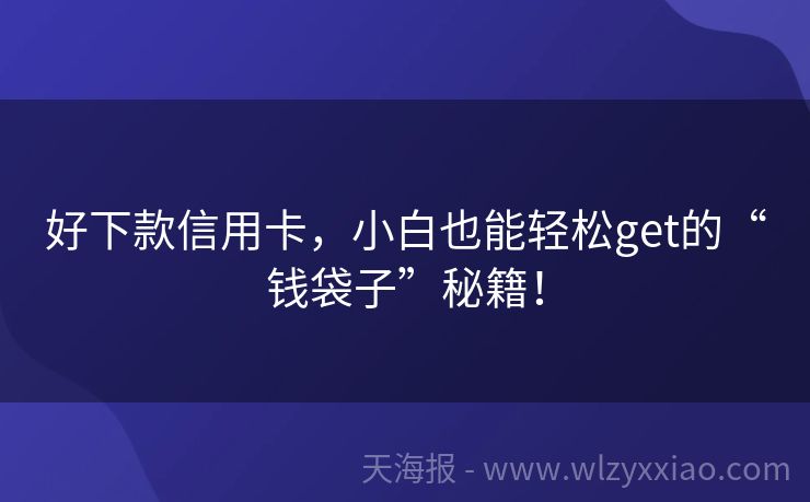 好下款信用卡，小白也能轻松get的“钱袋子”秘籍！