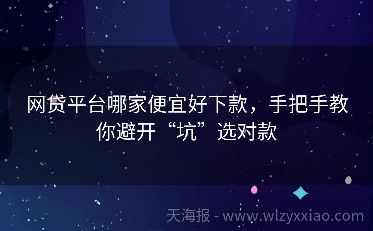 网贷平台哪家便宜好下款，手把手教你避开“坑”选对款