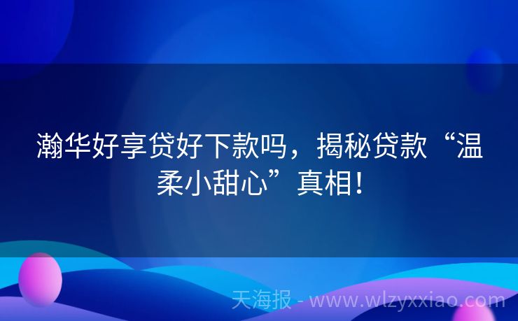瀚华好享贷好下款吗，揭秘贷款“温柔小甜心”真相！