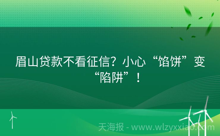 眉山贷款不看征信？小心“馅饼”变“陷阱”！
