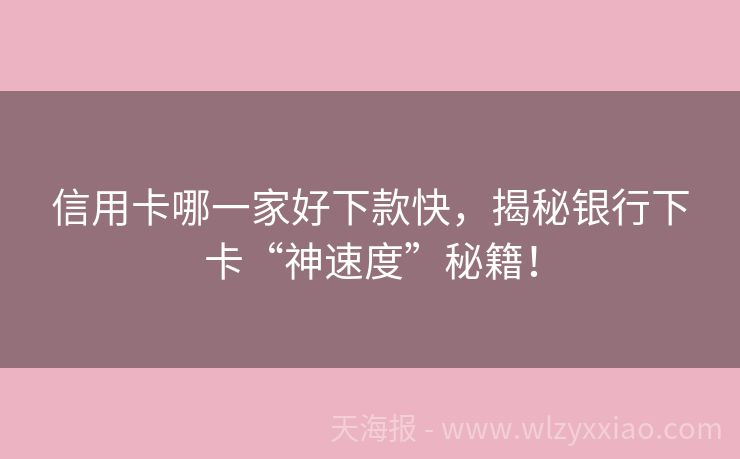 信用卡哪一家好下款快，揭秘银行下卡“神速度”秘籍！