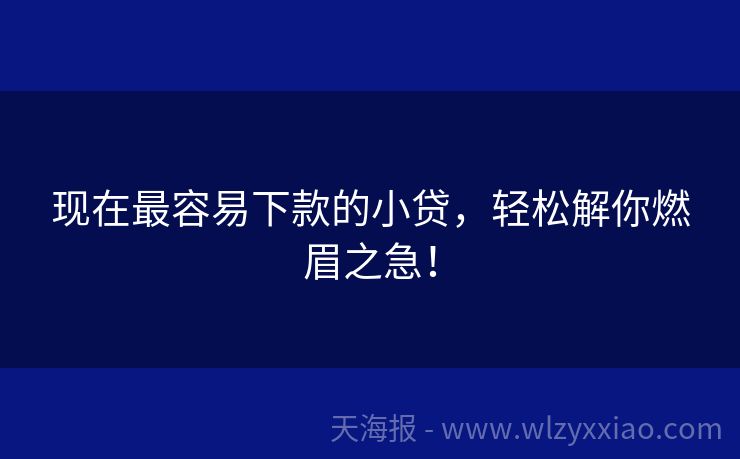 现在最容易下款的小贷，轻松解你燃眉之急！