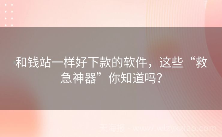 和钱站一样好下款的软件，这些“救急神器”你知道吗？