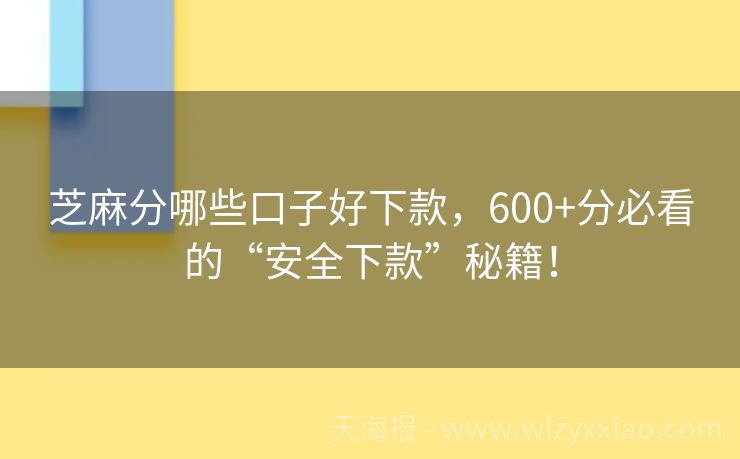 芝麻分哪些口子好下款，600+分必看的“安全下款”秘籍！