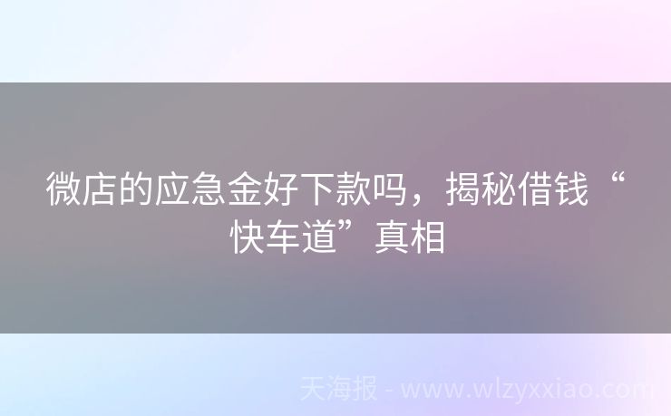 微店的应急金好下款吗，揭秘借钱“快车道”真相