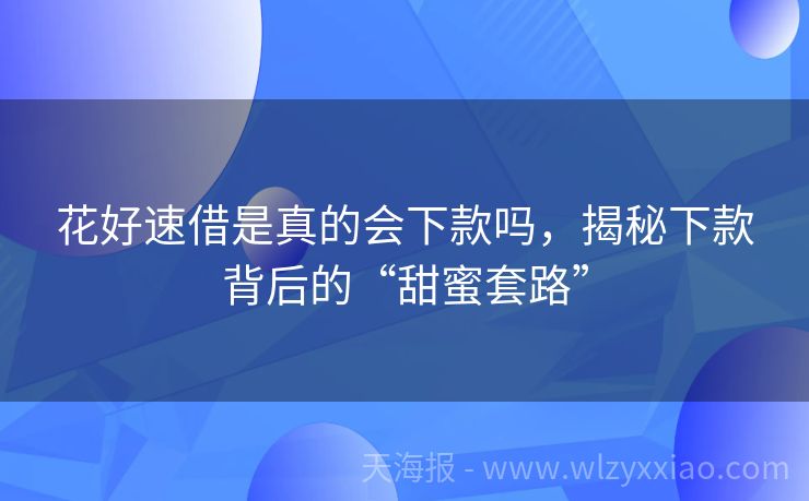 花好速借是真的会下款吗，揭秘下款背后的“甜蜜套路”