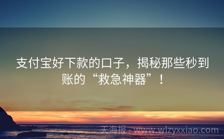 支付宝好下款的口子，揭秘那些秒到账的“救急神器”！