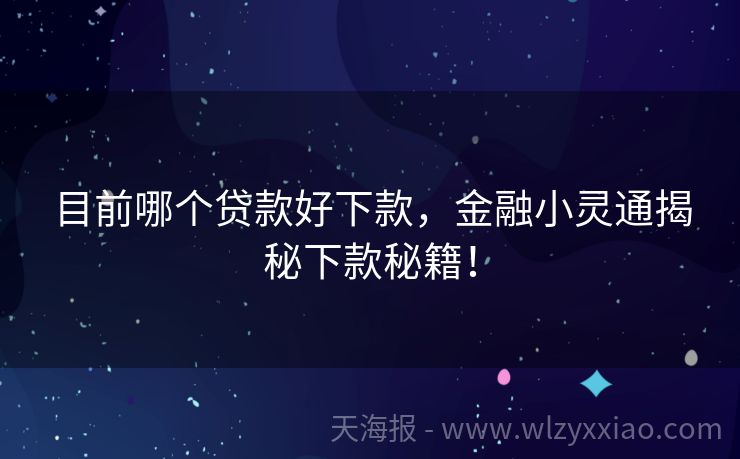 目前哪个贷款好下款，金融小灵通揭秘下款秘籍！