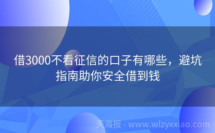 借3000不看征信的口子有哪些，避坑指南助你安全借到钱