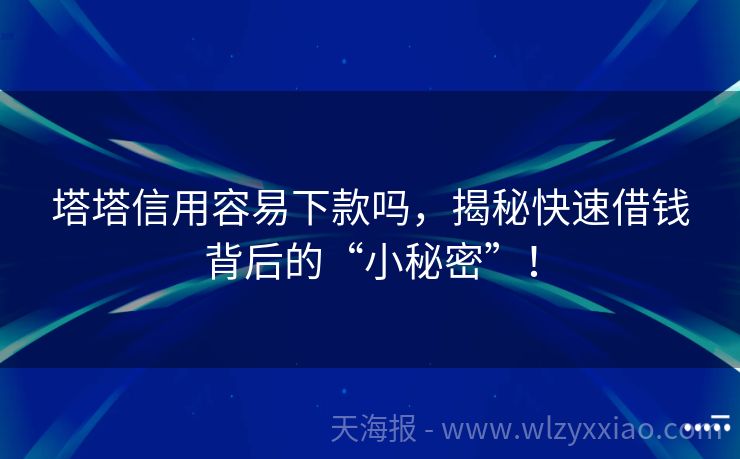 塔塔信用容易下款吗，揭秘快速借钱背后的“小秘密”！