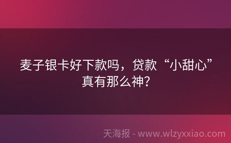 麦子银卡好下款吗，贷款“小甜心”真有那么神？