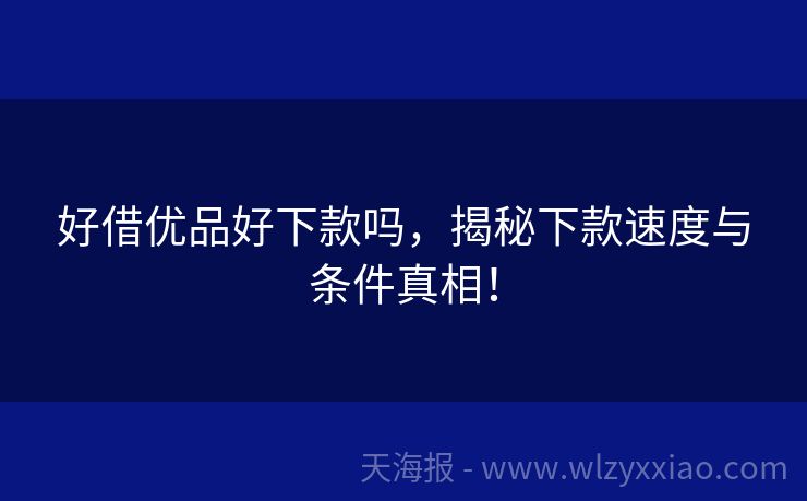 好借优品好下款吗，揭秘下款速度与条件真相！