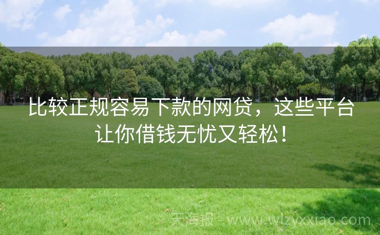 比较正规容易下款的网贷，这些平台让你借钱无忧又轻松！