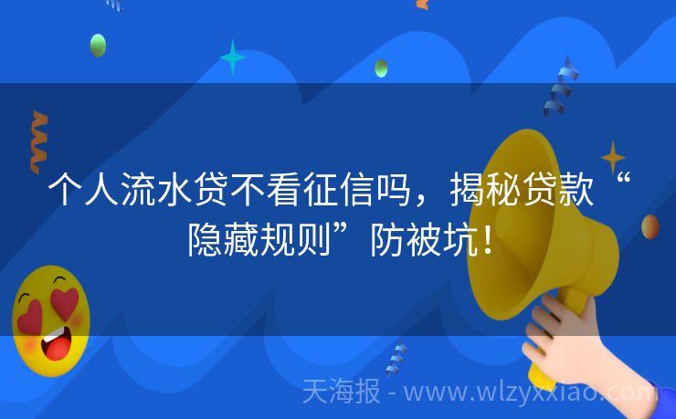 个人流水贷不看征信吗，揭秘贷款“隐藏规则”防被坑！