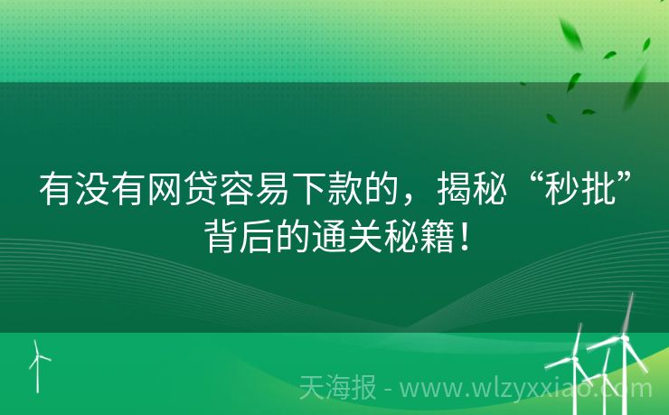 有没有网贷容易下款的，揭秘“秒批”背后的通关秘籍！