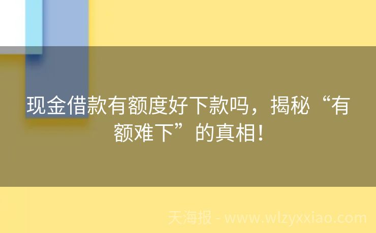 现金借款有额度好下款吗，揭秘“有额难下”的真相！