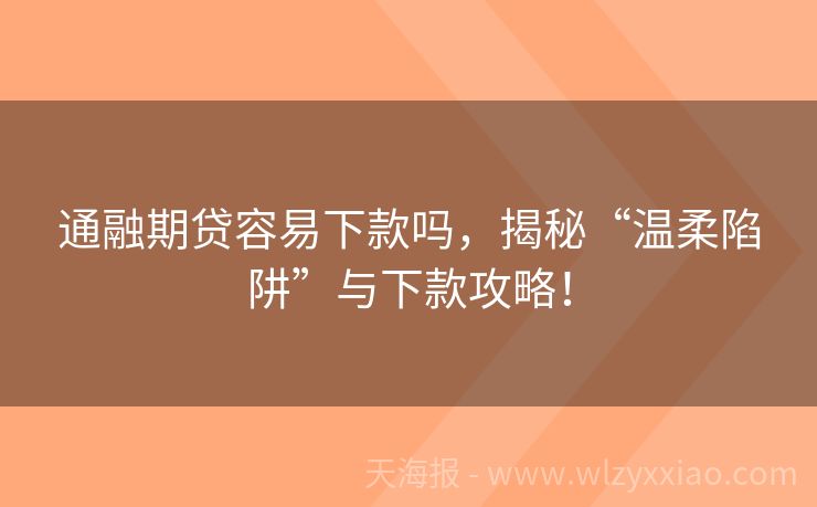 通融期贷容易下款吗，揭秘“温柔陷阱”与下款攻略！