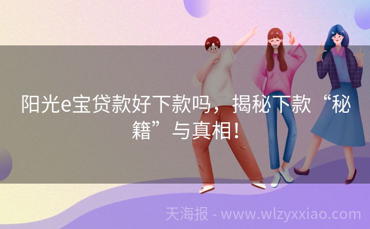 阳光e宝贷款好下款吗，揭秘下款“秘籍”与真相！
