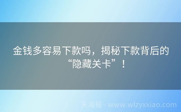 金钱多容易下款吗，揭秘下款背后的“隐藏关卡”！
