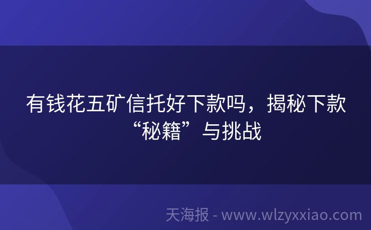 有钱花五矿信托好下款吗，揭秘下款“秘籍”与挑战