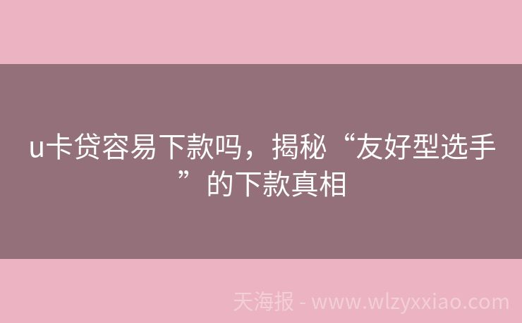 u卡贷容易下款吗，揭秘“友好型选手”的下款真相