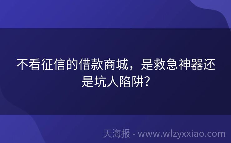 不看征信的借款商城，是救急神器还是坑人陷阱？