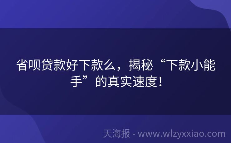 省呗贷款好下款么，揭秘“下款小能手”的真实速度！