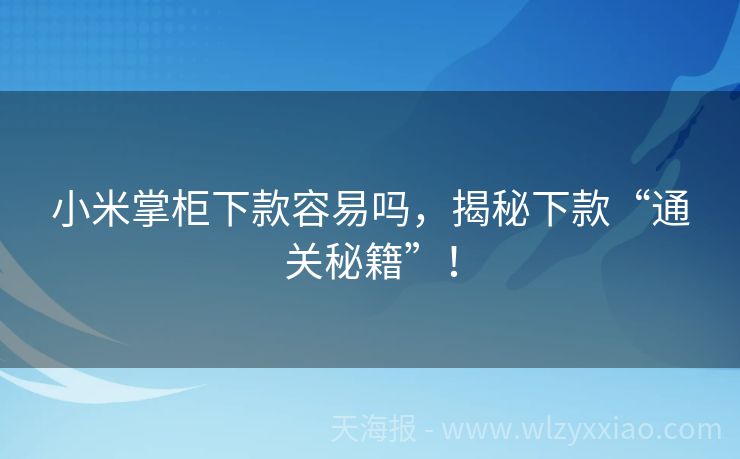 小米掌柜下款容易吗，揭秘下款“通关秘籍”！